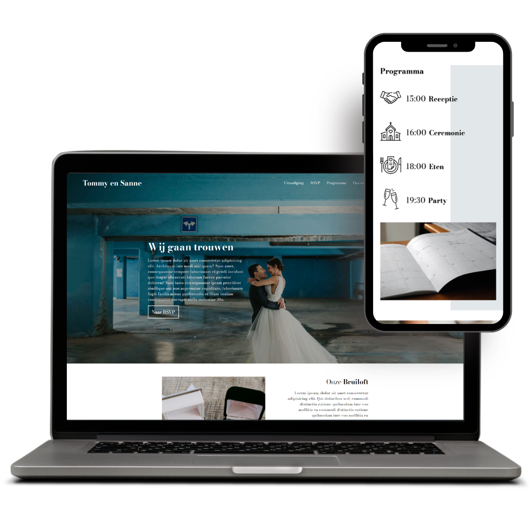 Voorbeeld van een bruiloft website