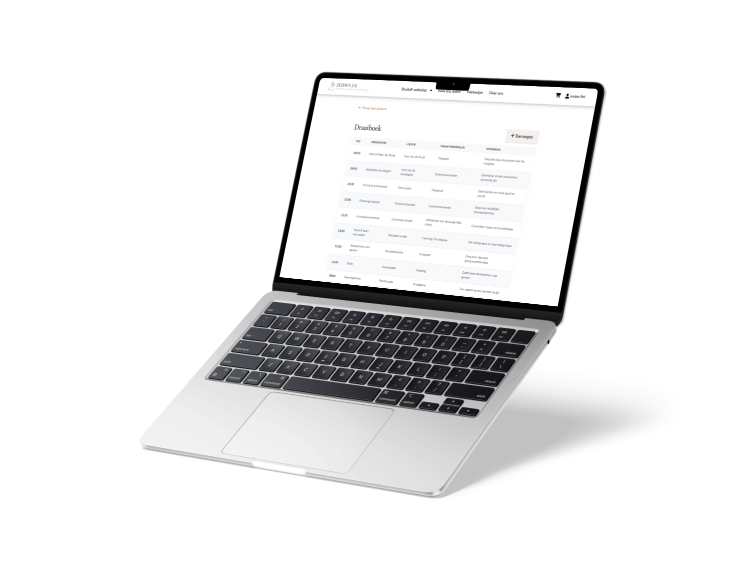 Voorbeeld van een online draaiboek.
