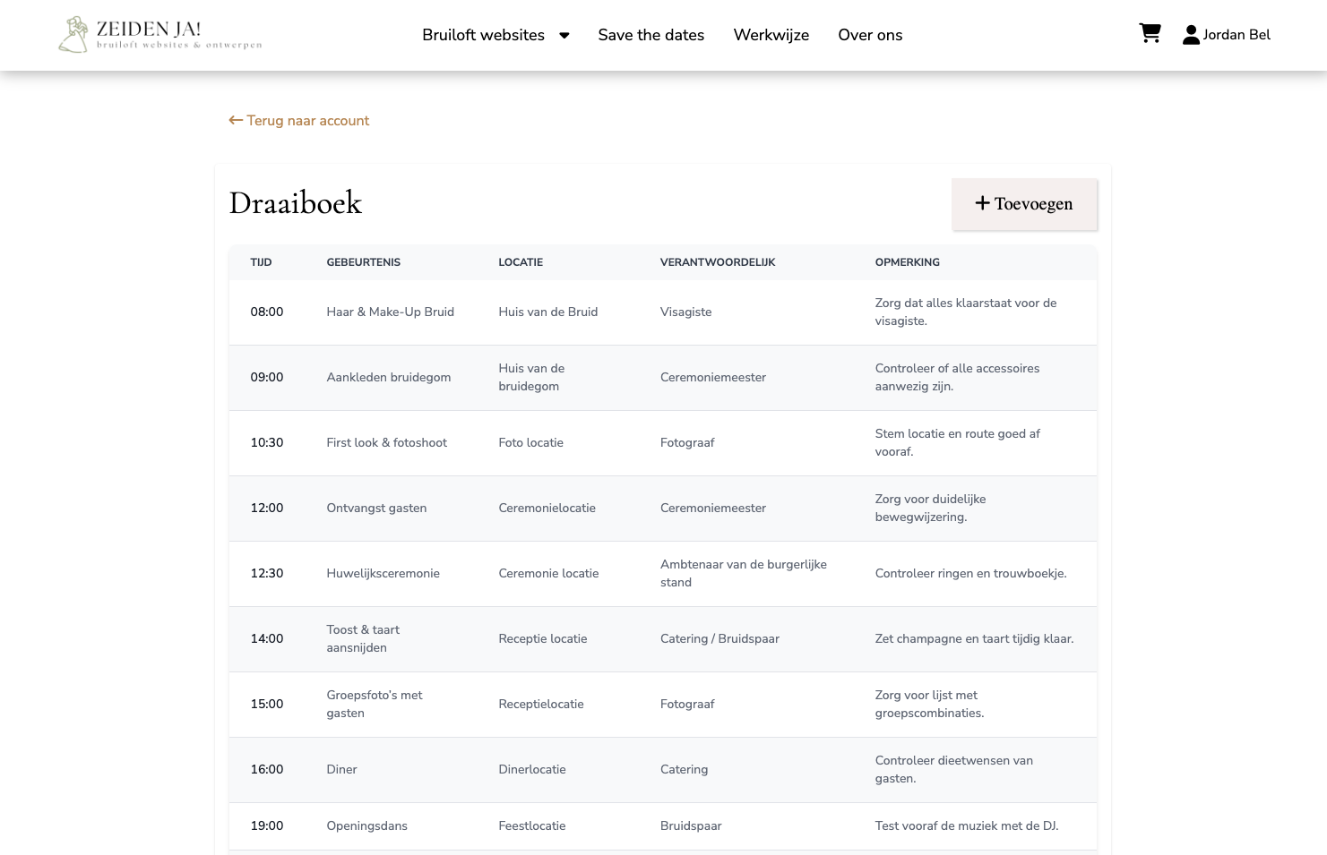 Voorbeeld van een online draaiboek